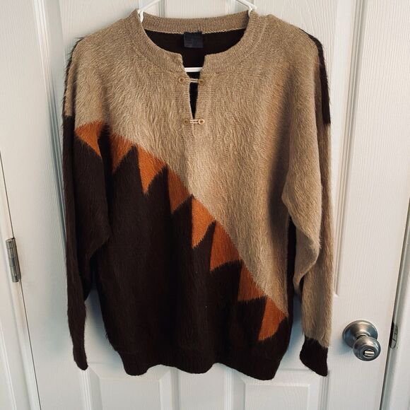 Vintage Tejidos Ruminahui Sweater Womens M ALPACA MOHAIR BRUSHED Geometric Retro - Picture 1 of 4
